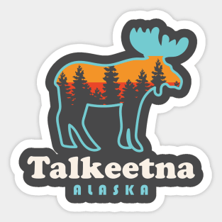 Talkeetna Alaska Moose Retro Outdoors Sticker